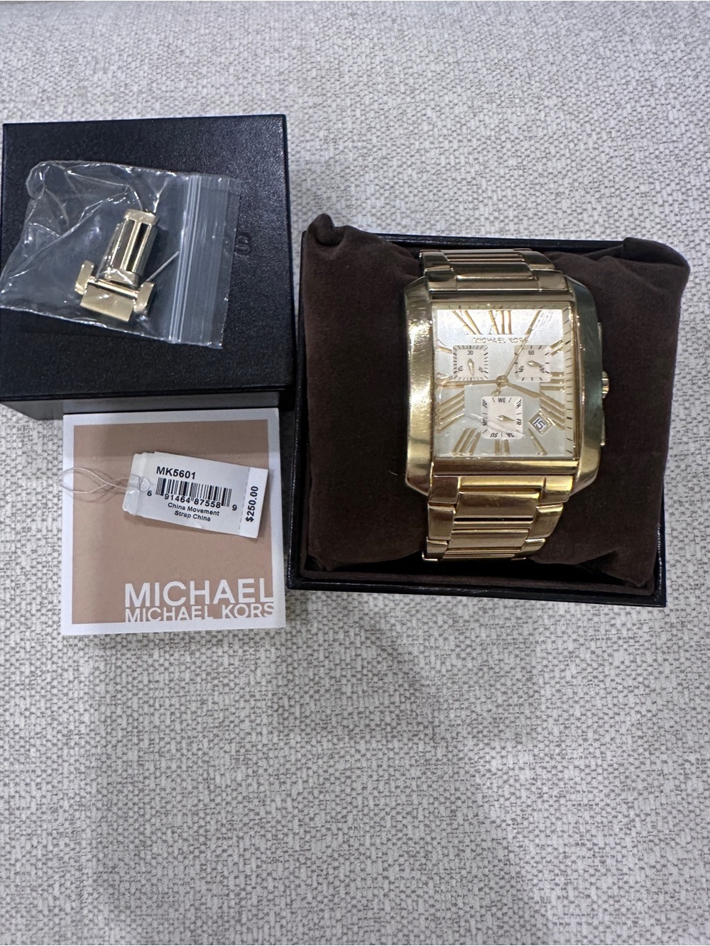 Michael Kors Women’s Gold Rectangular Chronograph Bracelet Watch